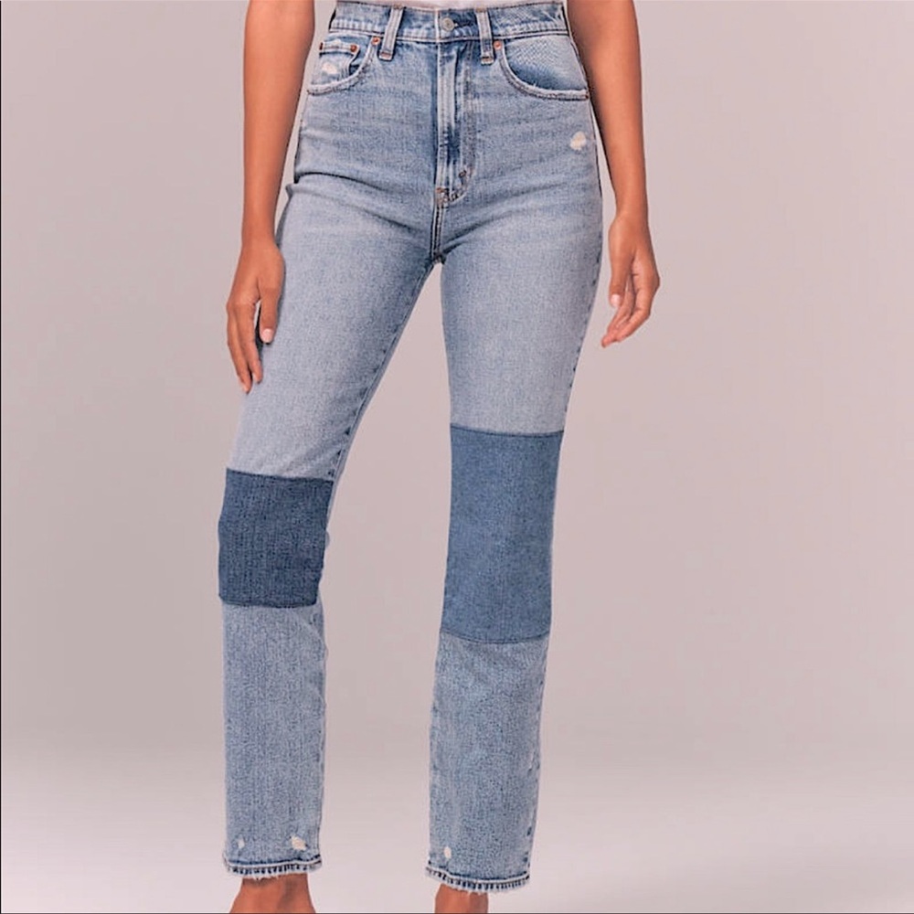 Abercrombie Patchwork Ankle Straight Jeans